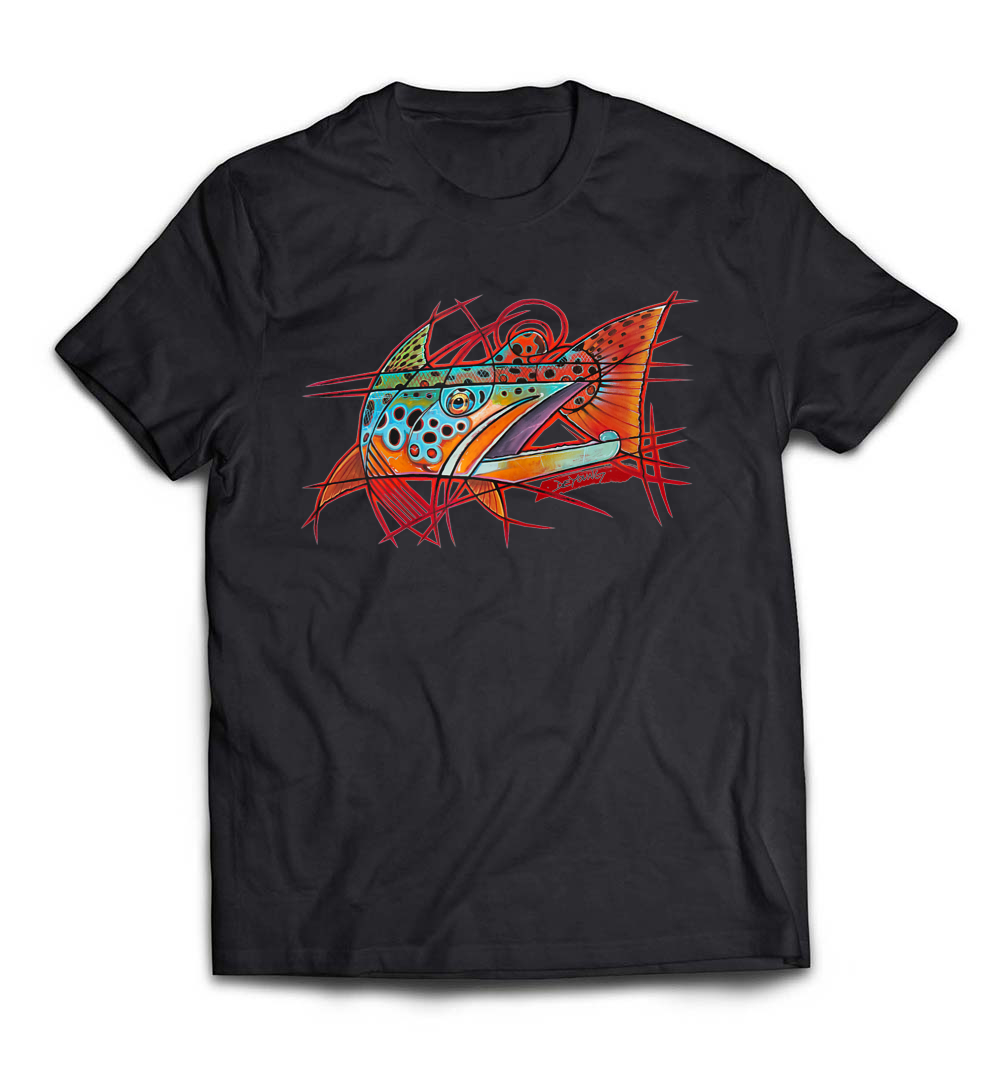 Cubist Brown Trout Fishing T-Shirt: A Unique Blend of Art and Passion